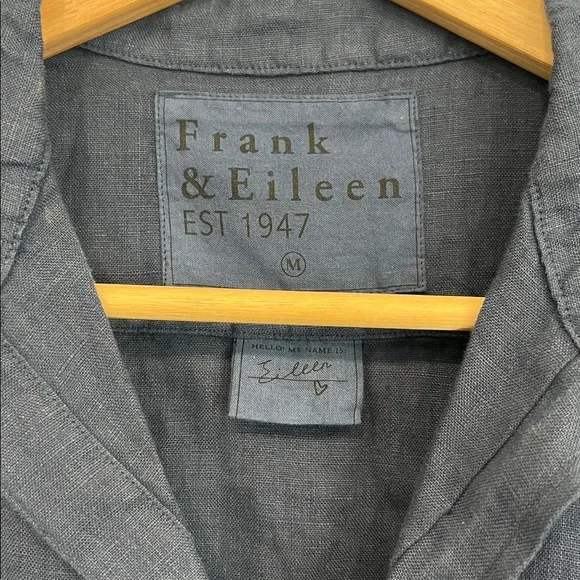 Frank & Eileen Linen Set Eileen Button Down and Pull On Pant in Blue - Medium - Picture 5 of 16